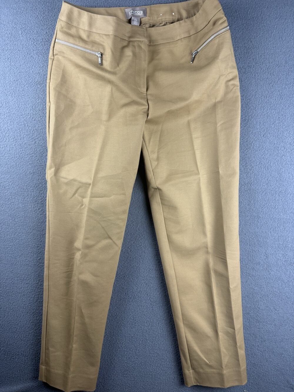 Chicos Womens Pants Flat-Front Slimming Mid Rise Straight Ankle Stretch 0 (S)